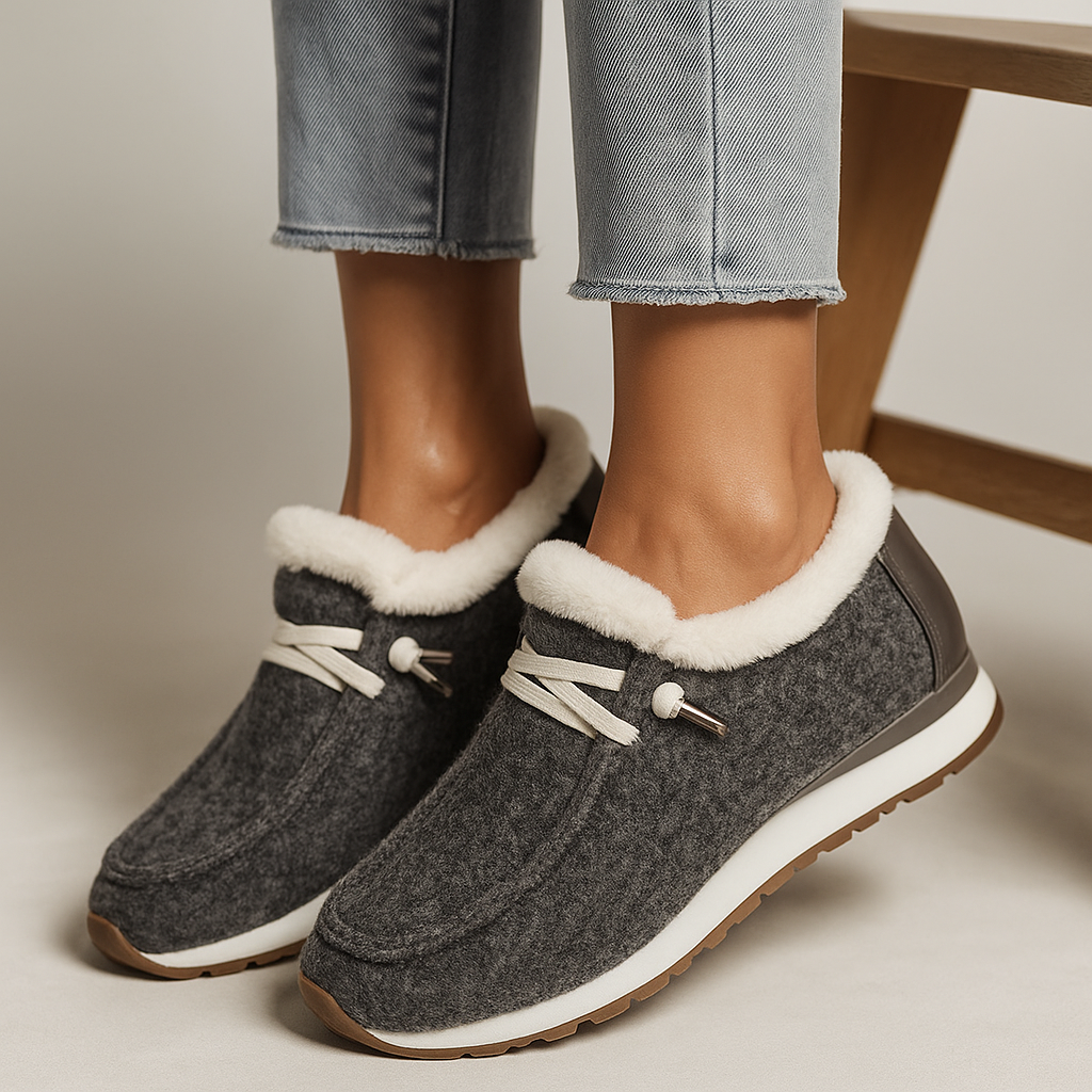 Pantoufles laine fourrure hiver