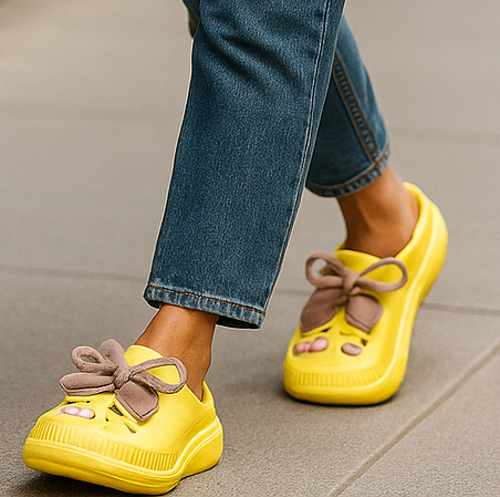Détails sabot jaune mode